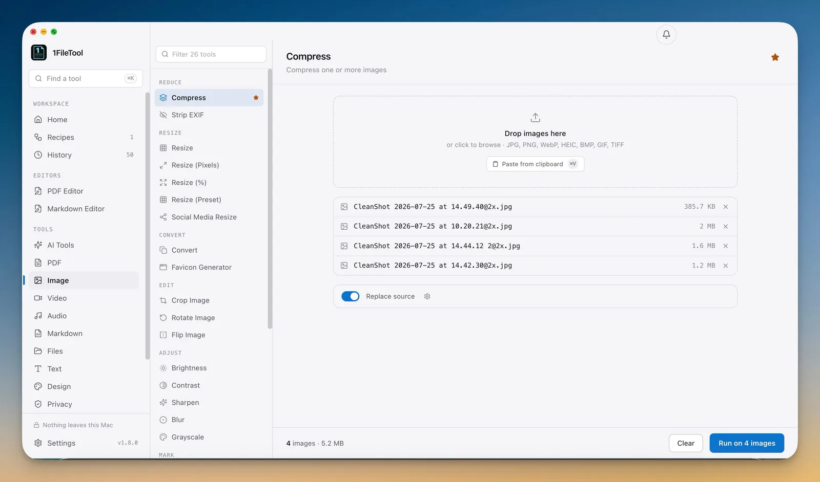 The tool list with the Files section